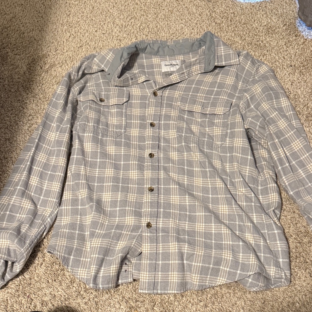 Goodfellow & Co Light Gray Plaid Shirt